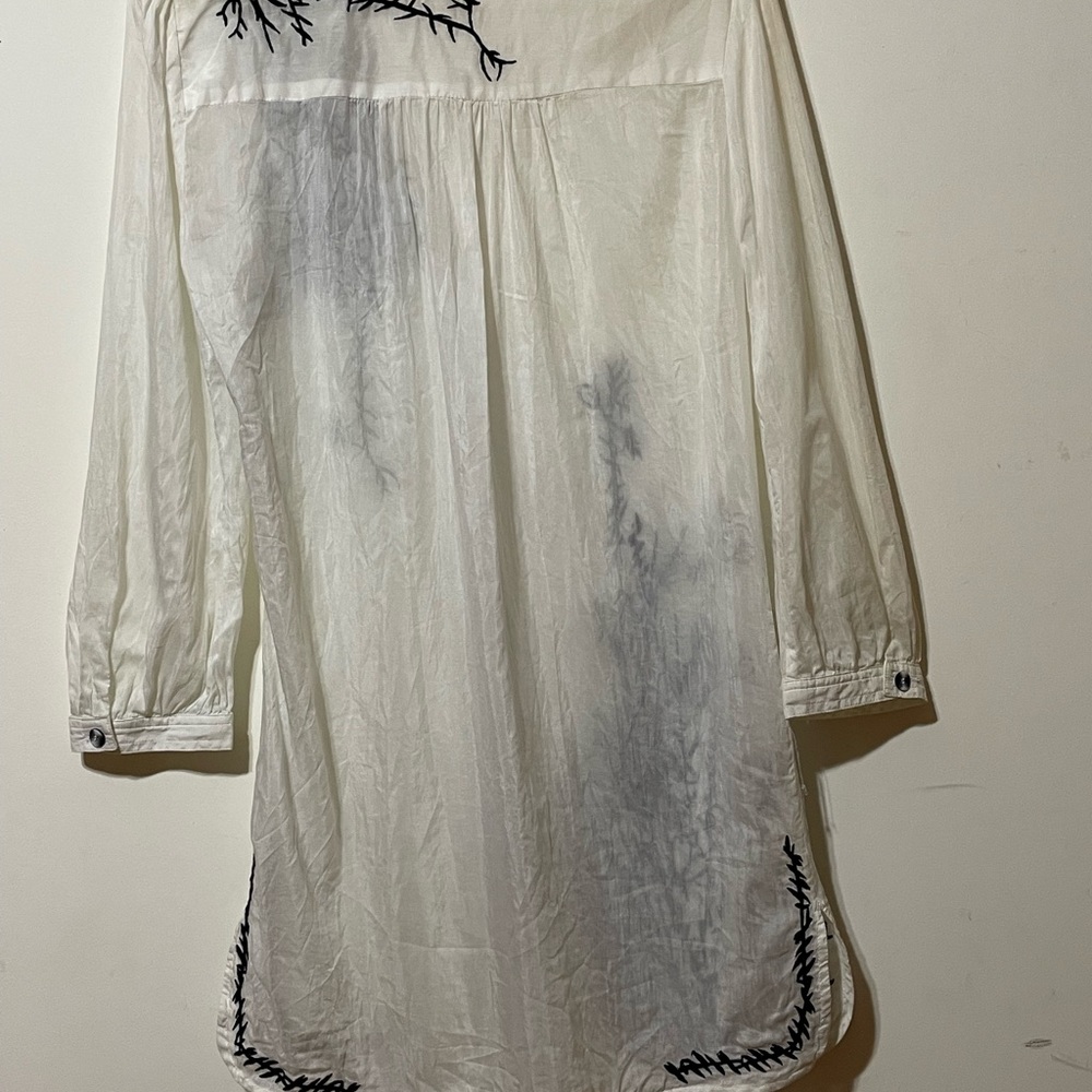 KENZO long white silk shirt L 12-14 vintage Balenciaga - Picture 8 of 12